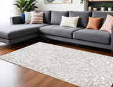 Homeroots 9' X 12' Ivory And Gray Wool Floral Tufted Handmade Stain Resistant Area Rug Ivory,Gray Wool 512214