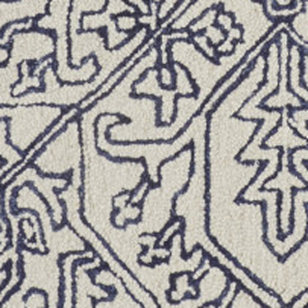 Homeroots 5' X 8' Ivory And Navy Wool Floral Tufted Handmade Stain Resistant Area Rug Ivory,Navy Wool 512216