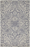 Homeroots 5' X 8' Ivory And Navy Wool Floral Tufted Handmade Stain Resistant Area Rug Ivory,Navy Wool 512216