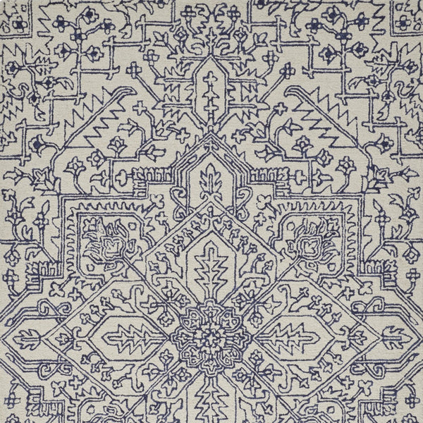 Homeroots 8' X 10' Ivory And Blue Wool Floral Hand Tufted Area Rug Ivory,Navy Wool 512217
