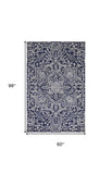 Homeroots 5' X 8' Blue And Ivory Wool Floral Tufted Handmade Stain Resistant Area Rug Blue,Ivory Wool 512220