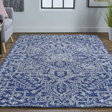 Homeroots 5' X 8' Blue And Ivory Wool Floral Tufted Handmade Stain Resistant Area Rug Blue,Ivory Wool 512220