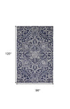 Homeroots 8' X 10' Blue And Ivory Wool Floral Hand Tufted Area Rug Blue,Ivory Wool 512221