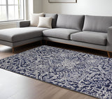 Homeroots 8' X 10' Blue And Ivory Wool Floral Hand Tufted Area Rug Blue,Ivory Wool 512221