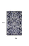 Homeroots 9' X 12' Blue And Ivory Wool Floral Tufted Handmade Stain Resistant Area Rug Blue,Ivory Wool 512222