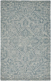 Homeroots 5' X 8' Blue Ivory And Green Wool Floral Tufted Handmade Stain Resistant Area Rug Blue,Ivory,Green Wool 512224