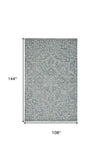 Homeroots 9' X 12' Blue Ivory And Green Wool Floral Tufted Handmade Stain Resistant Area Rug Blue,Ivory,Green Wool 512226