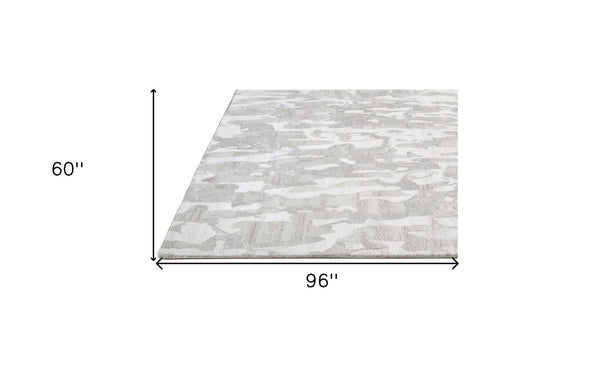 HomeRoots 5' Taupe and Gray Abstract Hand-Tufted Area Rug - Soft, Durable, and Unique Design for Any Space 5' X 8' 512235