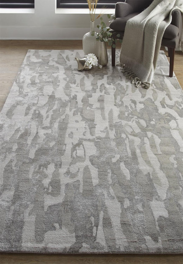HomeRoots 5' Taupe and Gray Abstract Hand-Tufted Area Rug - Soft, Durable, and Unique Design for Any Space 5' X 8' 512235