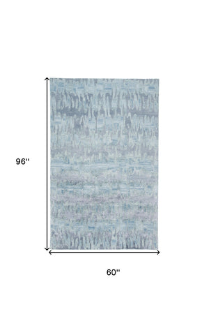 HomeRoots 5' Handmade Tufted Area Rug in Abstract Blue, Green, and Gray – Modern Design for Any Room 5' X 8' 512240
