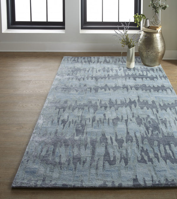 HomeRoots 5' Handmade Tufted Area Rug in Abstract Blue, Green, and Gray – Modern Design for Any Room 5' X 8' 512240