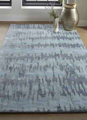 HomeRoots 5' Handmade Tufted Area Rug in Abstract Blue, Green, and Gray – Modern Design for Any Room 5' X 8' 512240