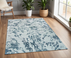 HomeRoots 4' Hand-Tufted Area Rug in Blue and Green Abstract Design – Perfect for Modern Living Spaces! 4' X 6' 512244