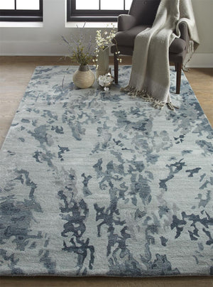 HomeRoots 4' Hand-Tufted Area Rug in Blue and Green Abstract Design – Perfect for Modern Living Spaces! 4' X 6' 512244