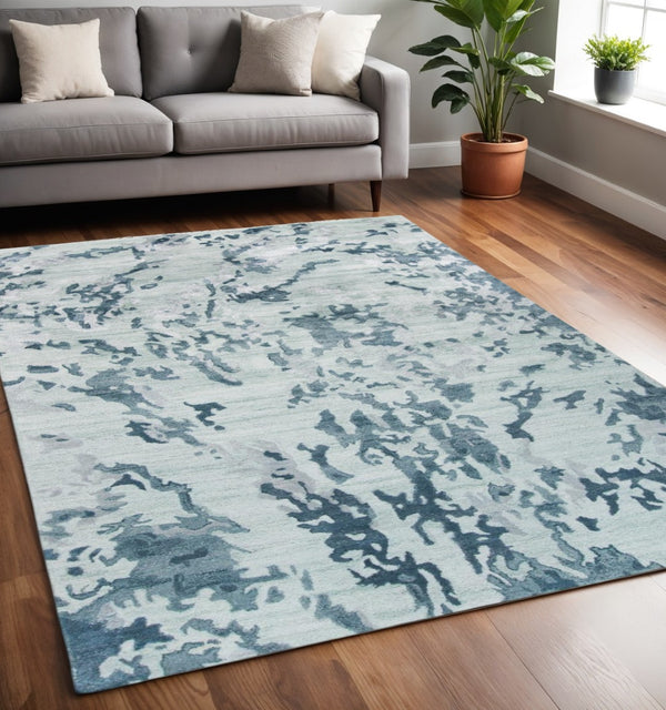 HomeRoots 4' Hand-Tufted Area Rug in Blue and Green Abstract Design – Perfect for Modern Living Spaces! 5' X 8' 512245