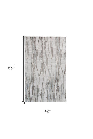 HomeRoots 4' Modern Ivory and Gray Abstract Hand-Tufted Area Rug – Soft, Durable, Perfect for Any Space 4' X 6' 512249