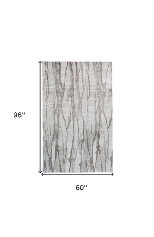 HomeRoots 4' Modern Ivory and Gray Abstract Hand-Tufted Area Rug – Soft, Durable, Perfect for Any Space 5' X 8' 512250