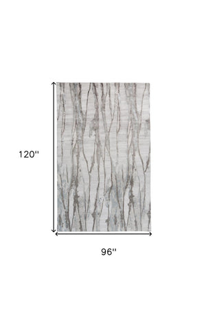 HomeRoots 4' Modern Ivory and Gray Abstract Hand-Tufted Area Rug – Soft, Durable, Perfect for Any Space 8' X 10' 512251