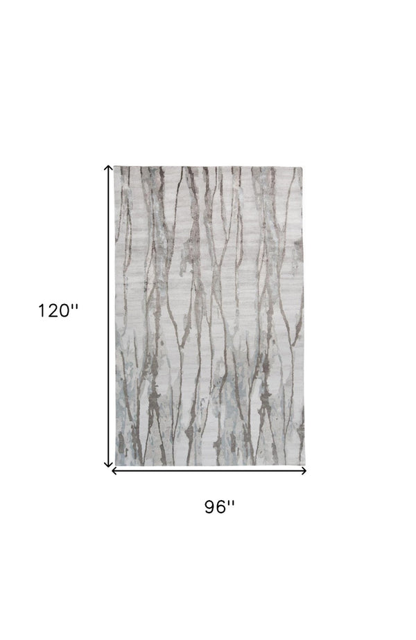 HomeRoots 4' Modern Ivory and Gray Abstract Hand-Tufted Area Rug – Soft, Durable, Perfect for Any Space 8' X 10' 512251