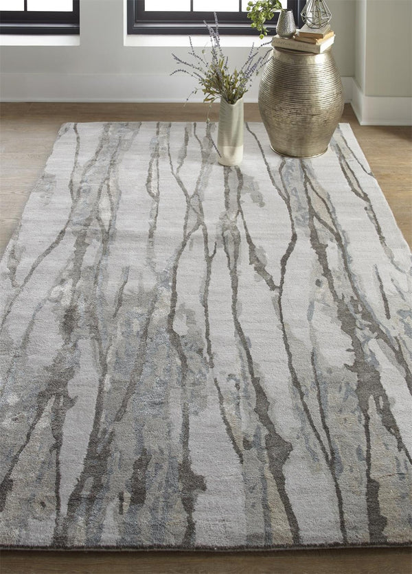HomeRoots 4' Modern Ivory and Gray Abstract Hand-Tufted Area Rug – Soft, Durable, Perfect for Any Space 8' X 10' 512251