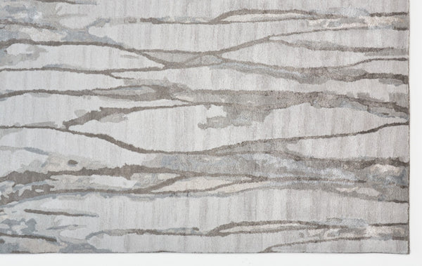 HomeRoots 4' Modern Ivory and Gray Abstract Hand-Tufted Area Rug – Soft, Durable, Perfect for Any Space 8' X 10' 512251