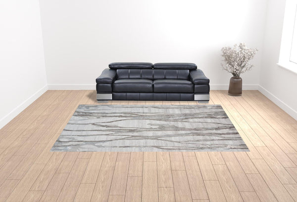 HomeRoots 4' Modern Ivory and Gray Abstract Hand-Tufted Area Rug – Soft, Durable, Perfect for Any Space 10' X 13' 512252