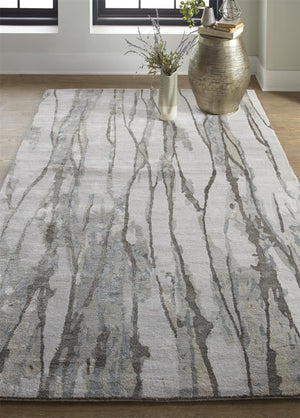 HomeRoots 4' Modern Ivory and Gray Abstract Hand-Tufted Area Rug – Soft, Durable, Perfect for Any Space 10' X 13' 512252