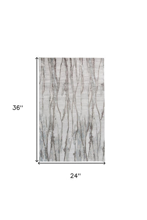HomeRoots 4' Modern Ivory and Gray Abstract Hand-Tufted Area Rug – Soft, Durable, Perfect for Any Space 2' X 3' 512253
