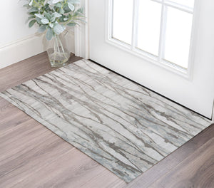 HomeRoots 4' Modern Ivory and Gray Abstract Hand-Tufted Area Rug – Soft, Durable, Perfect for Any Space 2' X 3' 512253