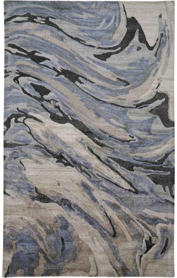 HomeRoots 4' Gray and Ivory Abstract Hand-Tufted Area Rug - Modern Design for Living Rooms and Bedrooms 4' X 6' 512254