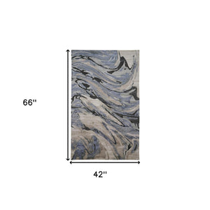 HomeRoots 4' Gray and Ivory Abstract Hand-Tufted Area Rug - Modern Design for Living Rooms and Bedrooms 4' X 6' 512254
