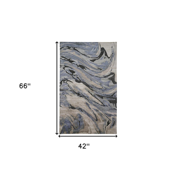 HomeRoots 4' Gray and Ivory Abstract Hand-Tufted Area Rug - Modern Design for Living Rooms and Bedrooms 4' X 6' 512254
