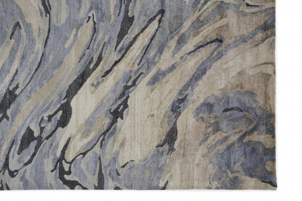 HomeRoots 4' Gray and Ivory Abstract Hand-Tufted Area Rug - Modern Design for Living Rooms and Bedrooms 4' X 6' 512254