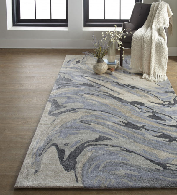 HomeRoots 4' Gray and Ivory Abstract Hand-Tufted Area Rug - Modern Design for Living Rooms and Bedrooms 5' X 8' 512255