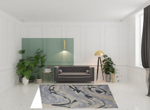 HomeRoots 4' Gray and Ivory Abstract Hand-Tufted Area Rug - Modern Design for Living Rooms and Bedrooms 8' X 10' 512256