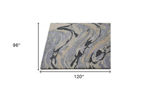 HomeRoots 4' Gray and Ivory Abstract Hand-Tufted Area Rug - Modern Design for Living Rooms and Bedrooms 8' X 10' 512256