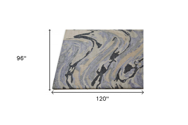 HomeRoots 4' Gray and Ivory Abstract Hand-Tufted Area Rug - Modern Design for Living Rooms and Bedrooms 8' X 10' 512256