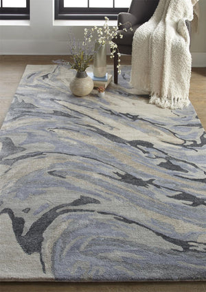 HomeRoots 4' Gray and Ivory Abstract Hand-Tufted Area Rug - Modern Design for Living Rooms and Bedrooms 8' X 10' 512256