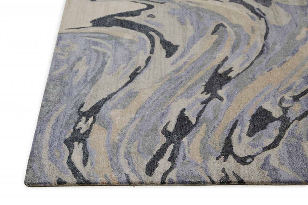 HomeRoots 4' Gray and Ivory Abstract Hand-Tufted Area Rug - Modern Design for Living Rooms and Bedrooms 8' X 10' 512256