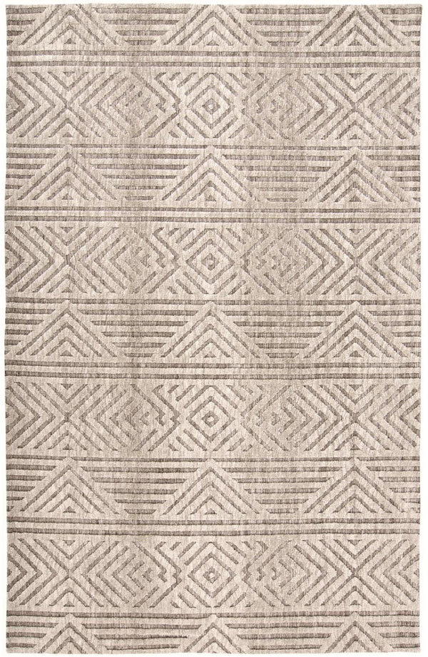 HomeRoots 4' Stain-Resistant Tan, Ivory, and Brown Geometric Area Rug for Stylish and Practical Living Spaces 4' X 6' 512259