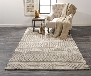 HomeRoots 4' Stain-Resistant Tan, Ivory, and Brown Geometric Area Rug for Stylish and Practical Living Spaces 4' X 6' 512259