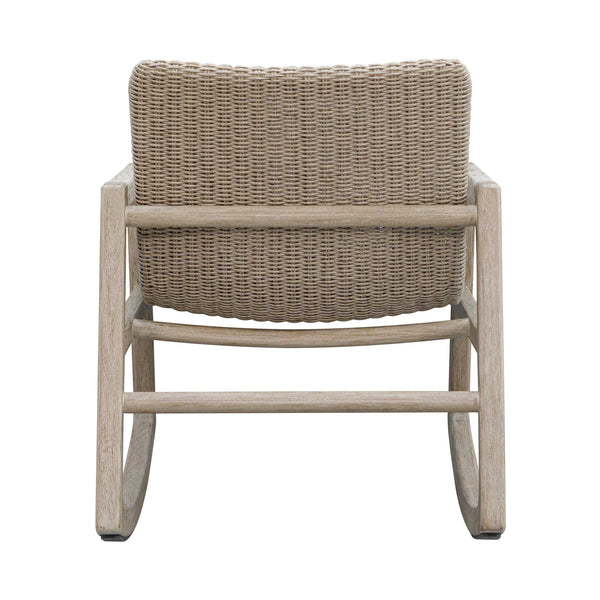 Uttermost Sumba Wicker Rocker Mahogany Frame Cerused Wheat Coastal Porch Chair