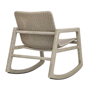 Uttermost Sumba Wicker Rocker Mahogany Frame Cerused Wheat Coastal Porch Chair