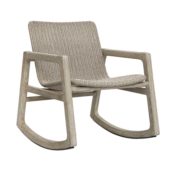 Uttermost Sumba Wicker Rocker Mahogany Frame Cerused Wheat Coastal Porch Chair