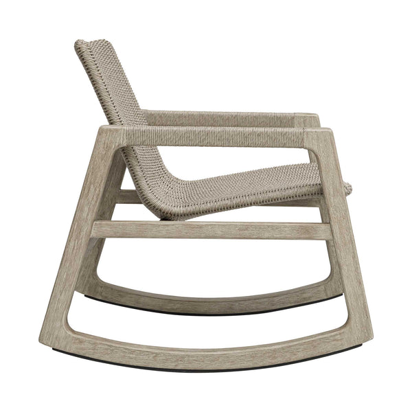 Uttermost Sumba Wicker Rocker Mahogany Frame Cerused Wheat Coastal Porch Chair