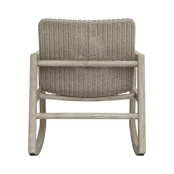 Uttermost Sumba Wicker Rocker Mahogany Frame Cerused Wheat Coastal Porch Chair