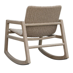Uttermost Sumba Wicker Rocker Mahogany Frame Cerused Wheat Coastal Porch Chair