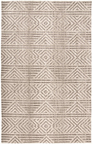 HomeRoots 4' Stain-Resistant Tan, Ivory, and Brown Geometric Area Rug for Stylish and Practical Living Spaces 8' X 10' 512261