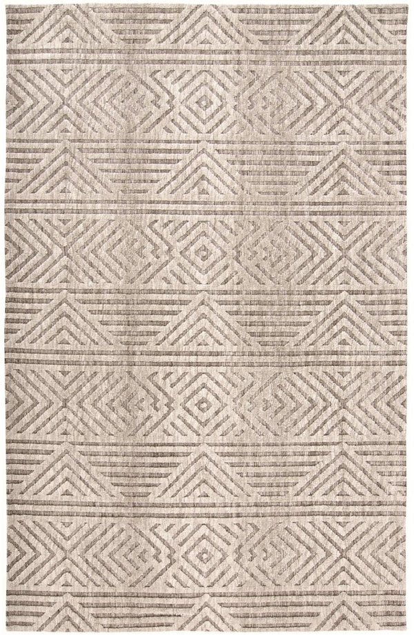 HomeRoots 4' Stain-Resistant Tan, Ivory, and Brown Geometric Area Rug for Stylish and Practical Living Spaces 8' X 10' 512261