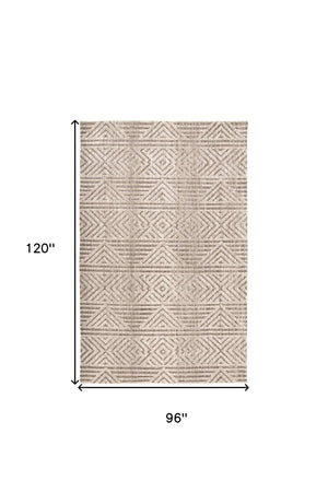 HomeRoots 4' Stain-Resistant Tan, Ivory, and Brown Geometric Area Rug for Stylish and Practical Living Spaces 8' X 10' 512261
